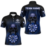 Maxcorners Black And Blue Skull Camo Heart Dartboard Darts Polo Shirt For Men Grunge Dart Jerseys MT1511