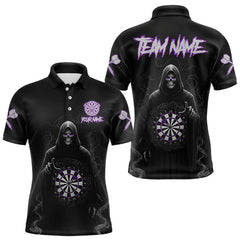 Maxcorners Custom Roses Dartboard Purple Grim Reaper Men Darts Polo Shirt Darts Jersey MT1511