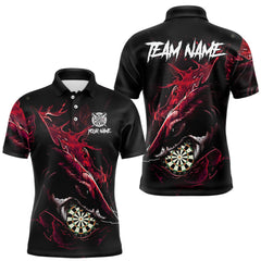 Maxcorners Personalized Red Horror Shark Men Darts Polo League Shirts Funny Grunge Dart Jerseys TU1512