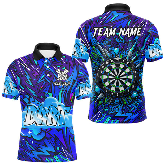 Maxcorners Comic Blast Dartboard Custom Blue Darts Shirt For Men - Name & Team For Players