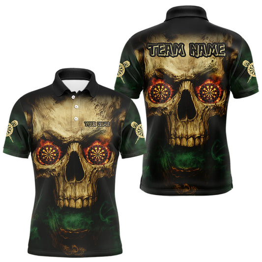 Maxcorners Yellow Skull Flaming Dartboard Darts Shirt For Men - Custom Name For Players
