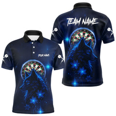 Maxcorners Blue Dark Lightning Wolf Dartboard Men's Darts Shirt - Custom Team Jersey TU2606
