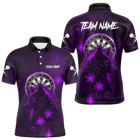 Maxcorners Purple Dark Lightning Wolf Dartboard Men's Darts Shirt - Custom Team Jersey