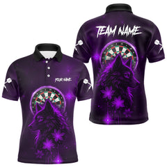 Maxcorners Purple Dark Lightning Wolf Dartboard Men's Darts Shirt - Custom Team Jersey TU2606