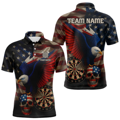 Maxcorners Custom Men's Darts Shirt Eagle US Flag Patriotic Dart Jerseys, Dart Shirts For Lovers LM1708