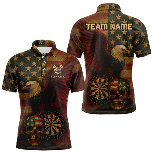 Maxcorners Custom Darts Shirt For Men Retro US Flag Patriotic Dart Jerseys, Vintage Dart Shirts 1 LM1708