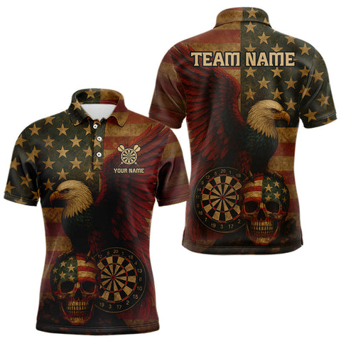 Maxcorners Custom Darts Shirt For Men Retro US Flag Patriotic Dart Jerseys, Vintage Dart Shirts 1 LM1708