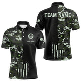 Maxcorners Black Green Military US Flag Digital Camo Skull Custom Men Darts Polo Shirt Dart Gifts TU1711