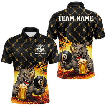 Maxcorners Beer & Funny Rhino Play Pool 8 Ball Mens Billiard Team Shirt Custom Billiard Polo & 1/4 Zip Attire
