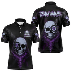 Maxcorners Black & Purple Smoke Skull Dartboard Men Darts Polo Shirt Grunge Dart Gifts TU1911