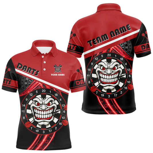 Maxcorners Maroon Lightning Devil Dartboard Darts Shirt For Men - Custom Name & Team Jersey