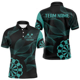 Maxcorners Turquoise Dartboard Waving Lines Darts Shirt For Men - Custom Name & Team Jersey LM3006