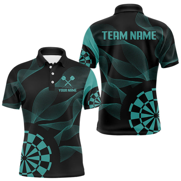 Maxcorners Turquoise Dartboard Waving Lines Darts Shirt For Men - Custom Name & Team Jersey LM3006