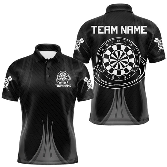 Maxcorners Black And White Dartboard Mens Darts Polo Quarter-Zip Shirt Custom Outfit Dart Team Jerseys