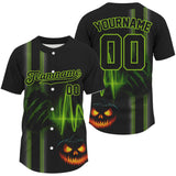 Maxcorners Custom Black And Green Halloween Lightning Baseball T-Shirt For Men Youth Baseball Shirts LM1809