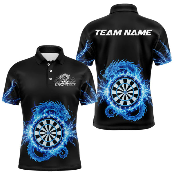 Maxcorners Custom Dragon Lighting Blue Dartboard Dart Polo Jerseys For Men Dart Team Shirt LM2110