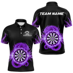 Maxcorners Custom Dragon Lighting Purple Dartboard Dart Polo Jerseys For Men Dart Team Shirt LM2110