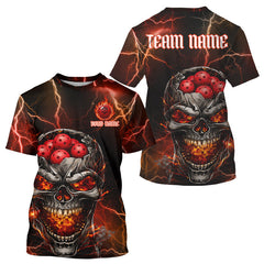 Maxcorners Custom Lightning Thunder Skull Red Muti-Ball Pickleball Jerseys Men Pickleball League Shirts