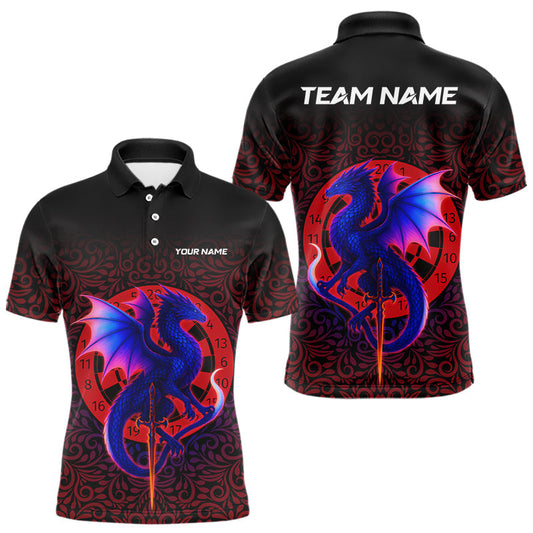 Maxcorners Colorful Gradient Dragon Dartboard Red Men's Darts Shirt - Custom Name & Team Jersey  LM3006