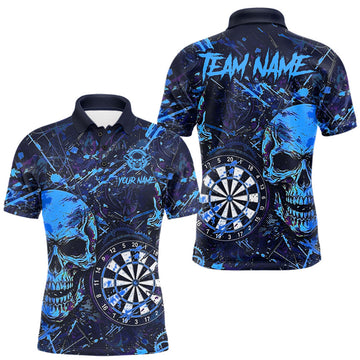 Maxcorners Grunge Blue Purple Strike horror Skull Mens Darts Shirt Personalized Splatter Dart Team Jerseys LM2607