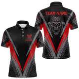 Maxcorners Custom Multi-Skull Lightning Red Dartboard Dart Men Polo Jerseys Grim Reaper Dart Shirts LM2110