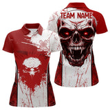 Maxcorners Personalized Eagle And Skull Grunge Red Dart Polo Shirts For Men, Dart Team Jerseys LM2007