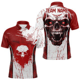 Maxcorners Personalized Eagle And Skull Grunge Red Dart Polo Shirts For Men, Dart Team Jerseys LM2007