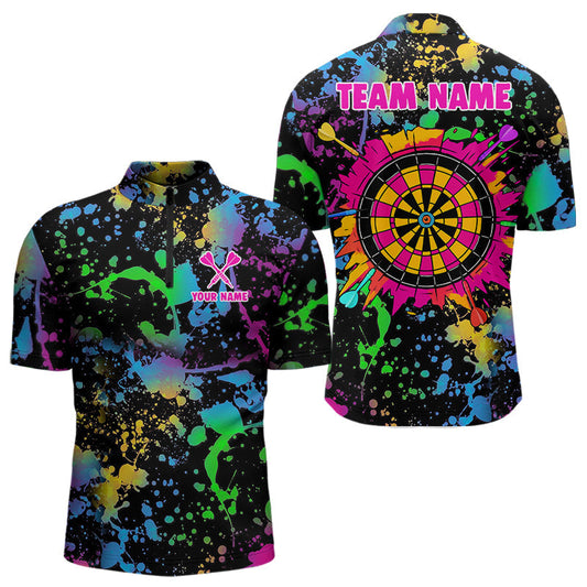 Maxcorners Custom Colorful Dartboard Funny Dart Polo Shirts For Men, Dart Team Jerseys LM2007