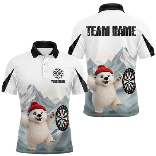 Maxcorners Men’s Funny Darts Shirt With Polar Bear Custom Name Iceberg Darts Polo & Quarter-Zip Jersey LM0410