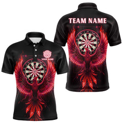 Maxcorners Custom Funny Flame Phoenix Red Dartboard Dart Men Polo Jerseys Outfits Dart Shirts TU2310