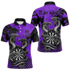 Maxcorners Black And Purple Multi Cobra Grunge Dartboard Custom Men Polo Darts Shirt Dart Gifts LM2011