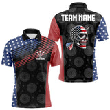 Maxcorners Personalized US Flag Skull Custom Patriotic Dart Shirts For Men, Dart Team Jerseys LM233