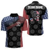 Maxcorners Personalized US Flag Skull Custom Patriotic Dart Shirts For Men, Dart Team Jerseys LM233