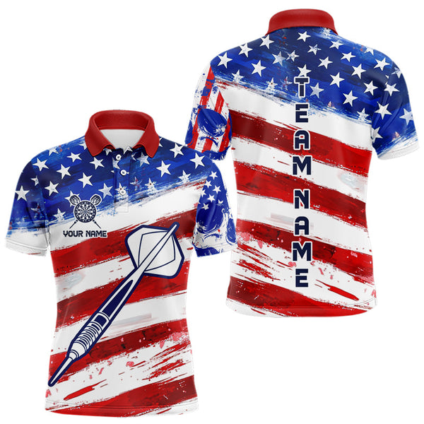 Maxcorners American Flag Custom Patriotic Dart Shirts For Men, Dart Team Jerseys