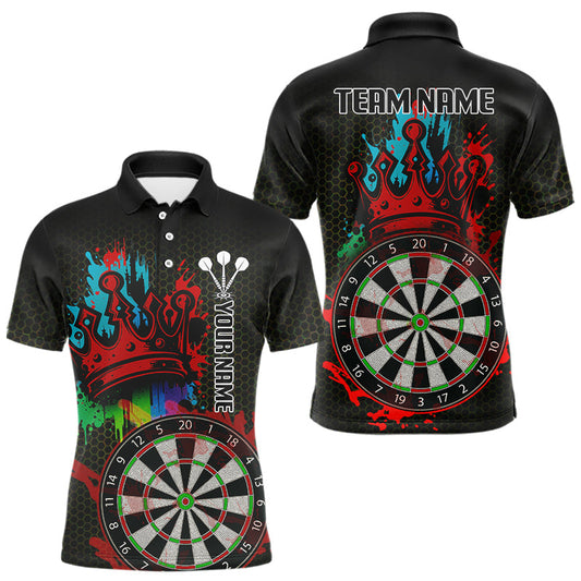 Maxcorners Multicolor Crown Dartboard Grunge Darts Shirt For Men - Custom Name & Team Jersey LM3006