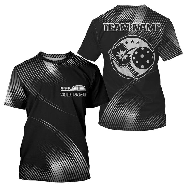 Maxcorners Custom Men Pickleball T-Shirt Personalized Pickleball Paddle For Silver Pickleball Lovers MT2108