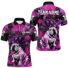 Maxcorners Custom Purple Splash Funny Bulldog Men Darts Polo League Shirts Splatter Dart Team Jerseys TU2212
