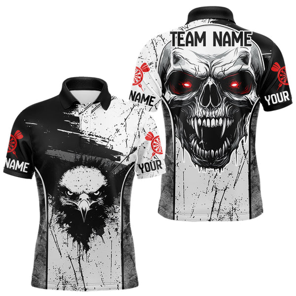Maxcorners Personalized Eagle And Skull Grunge Style Dart Shirts For Men, Dart Team Jerseys