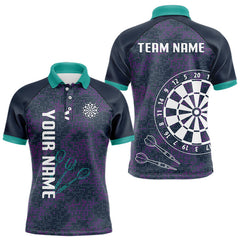 Maxcorners Purple Darts Shirt For Men With Dartboard And Arrows - Custom Team & Player Name LM1625