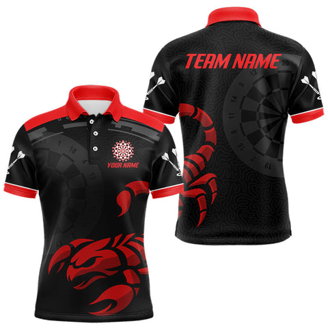 Maxcorners Black And Maroon Scorpion Darts Shirt For Men - Custom Team Name - Darts Jersey