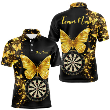 Maxcorners Gold Butterfly 3D Dartboard Custom Men Darts Polo League Shirts Dart Team Jerseys