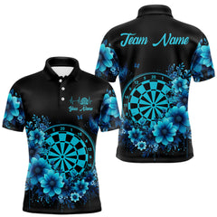 Maxcorners Blue Flowers & Butterfly Dartboard Custom Men Darts Polo Shirts Dart League Jerseys TU2212