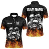 Maxcorners Personalized Fire Flame And Skulls Dart Shirts For Men, Custom Dart Team Jerseys