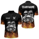 Maxcorners Personalized Fire Flame And Skulls Dart Shirts For Men, Custom Dart Team Jerseys