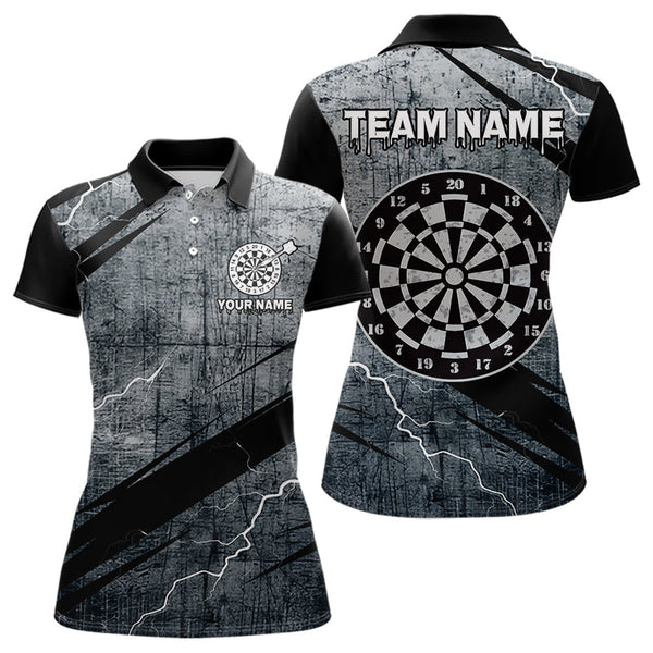 Maxcorners Grey Grunge Dartboard Darts Team Shirt - Custom Name - Men’s Darts Jersey LM1625