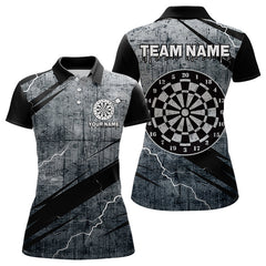 Maxcorners Grey Grunge Dartboard Darts Team Shirt - Custom Name - Menâ€™s Darts Jersey LM1625
