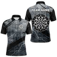 Maxcorners Grey Grunge Dartboard Darts Team Shirt - Custom Name - Menâ€™s Darts Jersey LM1625