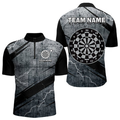 Maxcorners Grey Grunge Dartboard Darts Team Shirt - Custom Name - Menâ€™s Darts Jersey LM1625
