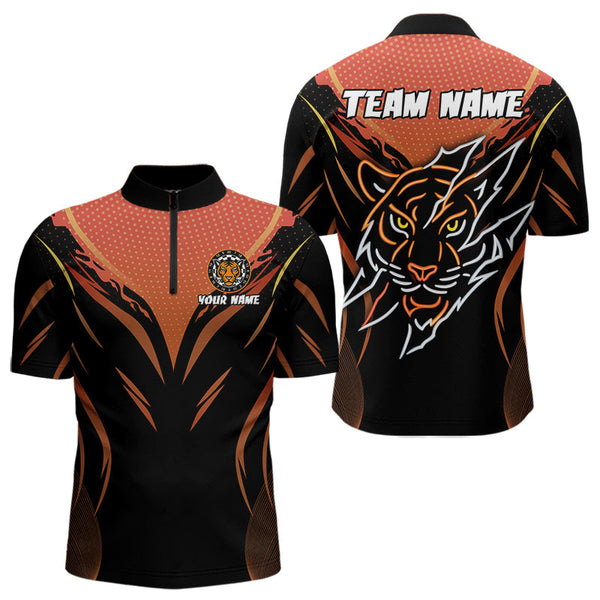 Maxcorners Custom Men's Dart Shirt With Orange Tiger Dartboard - Custom Team & Player Name LM1625