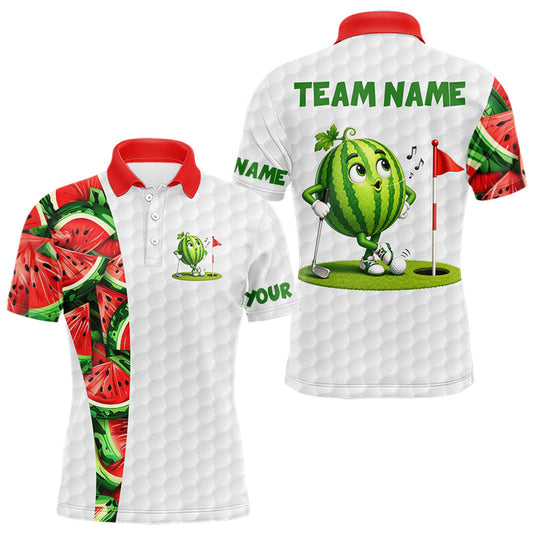 Maxcorners Custom Watermelon Golfer Funny Golf Team Outfits Watermelon Slices Golf Polo Golf Shirts For Men LM2405